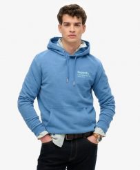 Superdry Core Logo City Hood bluza męska 100% bawełna. Niebieskie bluzy męskie Superdry., l, bez wzorów, z bawełny, z kapturem. Za 363.20 zł.
