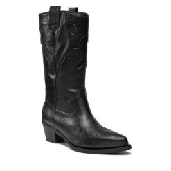 Kowbojki Bronx. Czarne botki damskie Bronx, bez obcasa, na słupku. Za 1,399.00 zł.