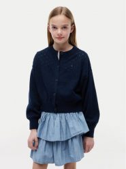 Tommy Hilfiger Kardigan Pointelle KG0KG09503 Granatowy Relaxed Fit. Niebieskie swetry dla dziewczynek Tommy Hilfiger, bez wzorów, z bawełny, bez kołnierzyka, bez ramiączek, bez kaptura. Za 369.99 zł.