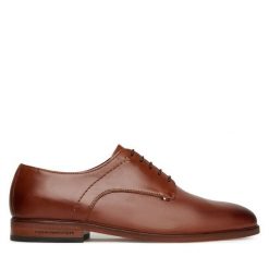Półbuty Tommy Hilfiger. Brązowe eleganckie półbuty Tommy Hilfiger, wizytowe, bez zapięcia. Za 459.99 zł.