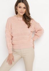 Różowy Sweter o Krótkim Fasonie z Luźnymi Rękawami Hejlla. Czerwone swetry damskie Born2be, na jesień, bez wzorów, z materiału, bez kołnierzyka, bez ramiączek, krótkie, bez kaptura. Za 84.99 zł.