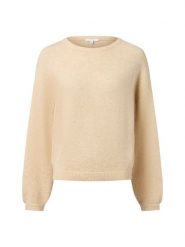 Opus sweter z dzianiny z wełną i moherem - Pemine Kobiety Sztuczne włókno beżowy, 42. Brązowe swetry damskie Opus, bez wzorów, z dzianiny, bez kołnierzyka, bez ramiączek, bez kaptura. Za 229.95 zł.