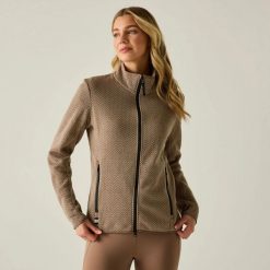 Damska bluza polarowa Elzie z zamkiem błyskawicznym. Brązowe bluzy damskie Regatta, bez wzorów, z dzianiny, bez kaptura. Za 299.99 zł.