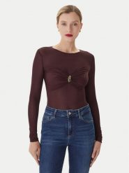 Elisabetta Franchi Body BO-016-57E2-V390 Bordowy Slim Fit. Czerwone bluzki damskie Elisabetta Franchi, bez wzorów, z wiskozy, bez kołnierzyka, bez ramiączek. Za 1,689.00 zł.