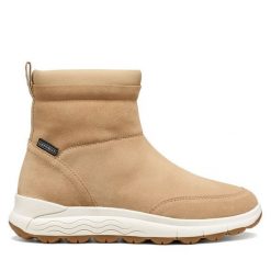 Botki Geox. Brązowe botki damskie Geox, bez obcasa, na płaskiej podeszwie, bez zapięcia. Za 769.99 zł.