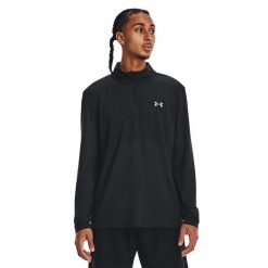 Bluza do biegania męska Under Armour Seamless Stride 1/4 Zip. Czarne bluzy sportowe męskie Under Armour, m, bez wzorów, bez kaptura, do biegania. Za 269.99 zł.
