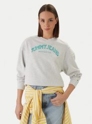 Tommy Jeans Bluza Varsity Crew DW0DW22365 Szary Regular Fit. Szare bluzy damskie Tommy Jeans, s, bez wzorów, z bawełny, bez kaptura. Za 489.99 zł.