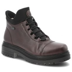 Bordowe Botki Rieker Ocieplane Buty Damskie. Czerwone kozaki damskie Rieker, ze skóry ekologicznej, bez obcasa. Za 331.99 zł.