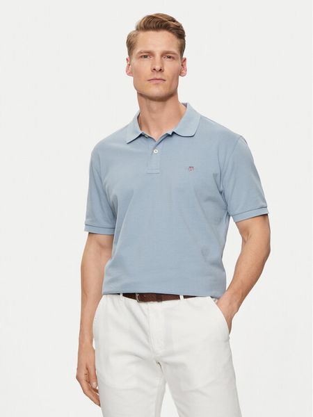 Gant Polo Shield 2210 Niebieski Regular Fit. Niebieskie koszulki polo męskie GANT, l, bez wzorów, z bawełny, bez ramiączek. Za 322.99 zł.