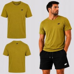 T-SHIRT MĘSKI 4F KOSZULKA BAWEŁNIANA SPORTOWA LIMITOWANA M3948 SS26. Zielone koszulki sportowe męskie 4f, m, bez wzorów, z bawełny, bez kołnierzyka, bez ramiączek, na fitness i siłownię. Za 54.99 zł.