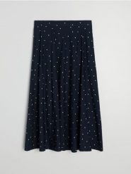 Wiskozowa spódnica midi w grochy - wielobarwny. Spódnice damskie Sinsay, l, bez wzorów, z wiskozy, midi. Za 49.99 zł.