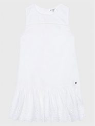 Guess Sukienka letnia J3GK10 WCVM0 Biały Regular Fit. Białe sukienki dla dziewczynek Guess, na lato, z aplikacjami, z bawełny, bez ramiączek. Za 379.99 zł.