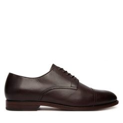 Półbuty Polo Ralph Lauren. Brązowe eleganckie półbuty Polo Ralph Lauren, wizytowe, bez zapięcia. Za 989.99 zł.