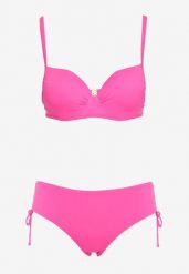 Fuksjowe Bikini Dwuczęściowe Usztywniany Biustonosz na Cienkich Ramiączkach Majtki Figi Ściągane Troczkiem Joans. Czerwone bikini damskie Born2be, na lato, m, bez wzorów. Za 69.99 zł.