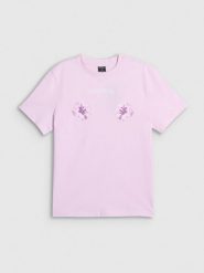 4F T-shirt loose z nadrukiem damski - różowy S. Czerwone koszulki sportowe damskie 4f, s, bez wzorów, z bawełny, bez kołnierzyka, bez ramiączek. Za 79.99 zł.