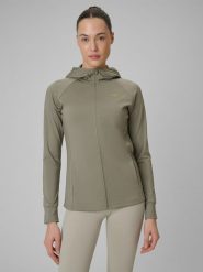 4F Bluza treningowa regular szybkoschnąca damska - oliwkowa S. Zielone bluzy damskie 4f, s, bez wzorów, bez kaptura. Za 199.99 zł.