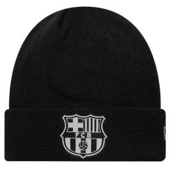 Czapka męska Core Cuff Beanie FC Barcelona Reflective Hat. Czarne czapki i kapelusze męskie New Era, bez wzorów. Za 129.99 zł.