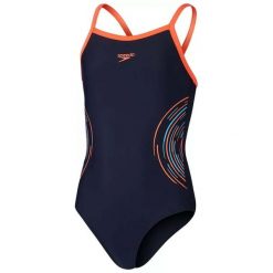 Strój pływacki jednoczęściowy dziecięcy Speedo Platisol Placement Thinstrap Musc. Czarne stroje kąpielowe dla dziewczynek Speedo, bez wzorów, z materiału. Za 176.00 zł.