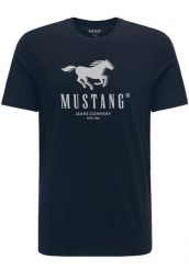 MUSTANG ALEX C PRINT MĘSKI T-SHIRT KOSZULKA LOGO TEE DARK SAPPHIRE 1015051 4136. Niebieskie t-shirty męskie Mustang, l, bez wzorów, z bawełny, eleganckie, bez kołnierzyka. Za 69.99 zł.