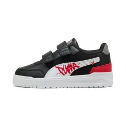 Sneakersy dla dzieci Puma Shuffle Lo 90s V PS Mid. Czarne trampki i tenisówki chłopięce Puma, bez wzorów, ze skóry, młodzieżowe, bez zapięcia. Za 198.00 zł.