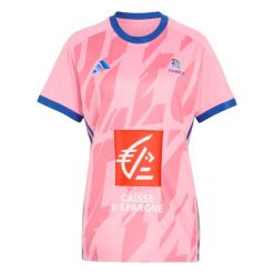 Trzeci strój kobiecy Francji 2026/27. Czerwone koszulki sportowe damskie Adidas, bez wzorów, bez kołnierzyka, bez ramiączek, do piłki ręcznej. Za 378.50 zł.