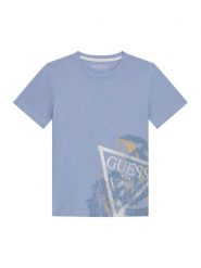 Guess T-Shirt L6RI14 K8HM4 Błękitny Regular Fit. Niebieskie t-shirty dla chłopców Guess, z aplikacjami, z bawełny, bez ramiączek. Za 89.99 zł.