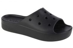 Klapki damskie Crocs Classic Platform Slide. Czarne klapki damskie Crocs, bez wzorów, z materiału, klasyczne, bez obcasa, na platformie. Za 129.99 zł.