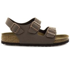 Sandały unisex Birkenstock Milano BS (0634501). Brązowe obuwie sportowe damskie Birkenstock, bez wzorów, bez obcasa, bez zapięcia. Za 379.99 zł.