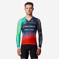 Koszulka na rower szosowy Van Rysel RCR-R Oficjalna Decathlon CMA CGM długi r. Brązowe bluzy męskie VAN RYSEL, bez zapięcia, rowerowe. Za 599.99 zł.