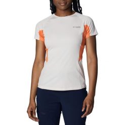 Koszulka Damska Columbia Titan Pass Ice SS T-Shirt. Czerwone koszulki sportowe damskie Columbia, xs, bez wzorów, sportowe, bez kołnierzyka. Za 119.99 zł.