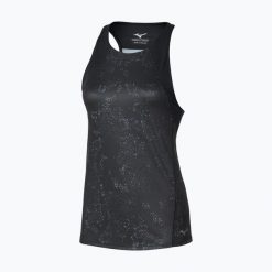 Koszulka do biegania damska Mizuno Active DryAeroFlow Graphic Tank Top. Czarne koszulki sportowe damskie Mizuno, s, bez wzorów, z materiału, bez kołnierzyka, bez ramiączek, do biegania. Za 229.99 zł.