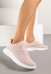 Różowe Buty Sportowe Sneakersy Ozdobione Tłoczonymi Paskami Amoselle. Czerwone obuwie sportowe damskie Born2be, bez wzorów, z jeansu. Za 74.99 zł.