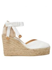 Castañer Espadryle Chiara/8ED/001 020992 Biały. Białe sandały damskie Castañer, bez wzorów, z materiału, bez obcasa, bez zapięcia. Za 389.99 zł.