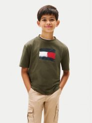 Tommy Hilfiger T-Shirt Flag Archive KB0KB10111 Zielony Regular Fit. Zielone t-shirty dla chłopców Tommy Hilfiger, bez wzorów, z bawełny, bez ramiączek. Za 129.99 zł.