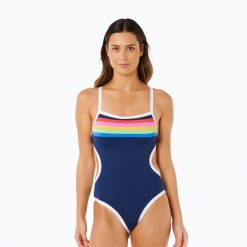 Strój kąpielowy jednoczęściowy damski Rip Curl Surf Stripe Cheeky. Niebieskie kostiumy jednoczęściowe damskie Rip Curl, s, bez wzorów, z elastanu, do pływania. Za 359.99 zł.