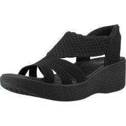 Sandały SKECHERS 120012S Czarny. Czarne sandały damskie Skechers, bez wzorów, z materiału, bez obcasa, bez zapięcia. Za 490.00 zł.