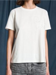 Koszulka - kremowy. Białe t-shirty damskie Sinsay, l, bez wzorów, z bawełny, bez kołnierzyka. W wyprzedaży za 11.99 zł.