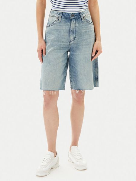 Wrangler Szorty jeansowe Jort 112362710 Niebieski Relaxed Fit. Niebieskie szorty damskie Wrangler, bez wzorów, z bawełny. Za 269.99 zł.