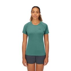 Koszulka sportowa damska Rab Women's Sonic Tee z krótkim rękawem. Zielone koszulki sportowe damskie RAB, s, bez wzorów, bez kołnierzyka, bez ramiączek. Za 199.99 zł.