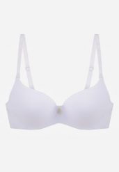 Biały Biustonosz Push Up o Gładkim Wykończeniu z Cyrkoniową Aplikacją Claronei. Białe biustonosze Renee, z aplikacjami. Za 49.99 zł.