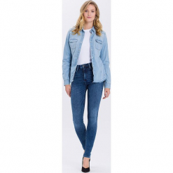 Dżinsy "Natalia" - Super Skinny fit - w kolorze niebieskim. Niebieskie jeansy damskie Cross Jeans. W wyprzedaży za 113.95 zł.