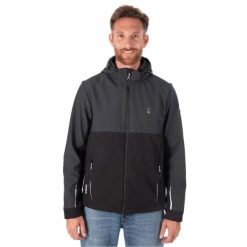 Kurtka turystyczna męska Softshell TIAGO odpinany kaptur. Czarne kurtki męskie Aulp, m, bez wzorów, z elastanu, do biegania. Za 599.99 zł.