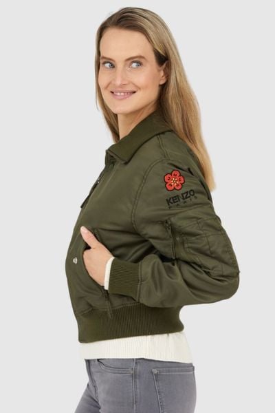 KENZO Zielona kurtka bomberka damska boke flower, Rozmiar L. Zielone kurtki damskie Kenzo, l, bez wzorów, bez kaptura. W wyprzedaży za 1,909.99 zł.
