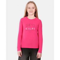 Dziewczęca bawełniana koszulka z długim rękawem Kilpi VERATI-JG. Czerwone bluzki dla dziewczynek Kilpi, bez wzorów, z bawełny, bez kołnierzyka, bez ramiączek. Za 70.90 zł.