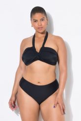 Damski Top od bikini miękkie miseczki drapowanie na biuście. Czarne topy damskie Ulla Popken, plus size, bez wzorów, z elastanu, bez kołnierzyka, bez ramiączek. Za 179.99 zł.