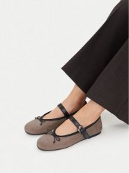 GINO ROSSI Baleriny C-24546LCP-DILETTA Szary. Szare baleriny damskie Gino Rossi, bez wzorów, ze skóry, bez obcasa. Za 229.99 zł.