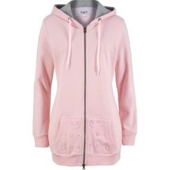 Bluza rozpinana z ażurowym wzorem bonprix pastelowy jasnoróżowy. Czerwone bluzy damskie bonprix, w ażurowe wzory, bez kaptura. Za 59.99 zł.
