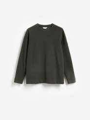 Longsleeve regular - jasny zielony. Zielone bluzki z długim rękawem męskie Reserved, l, bez wzorów, z bawełny, bez kołnierzyka. Za 89.99 zł.