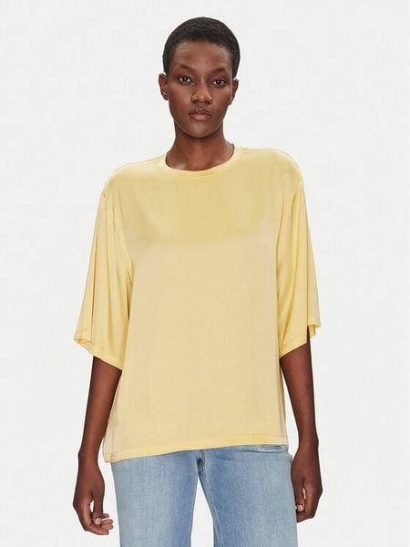 ViCOLO Bluzka TD0013 Żółty Relaxed Fit. Żółte bluzki damskie ViCOLO, s, bez wzorów, bez kołnierzyka, bez ramiączek. Za 219.99 zł.