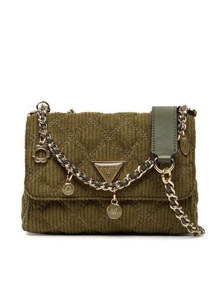Guess Torebka Giully II Mini HWCG96 73740 Zielony. Zielone torebki do ręki damskie Guess, z aplikacjami, z materiału, wizytowe, bez dodatków. Za 379.99 zł.